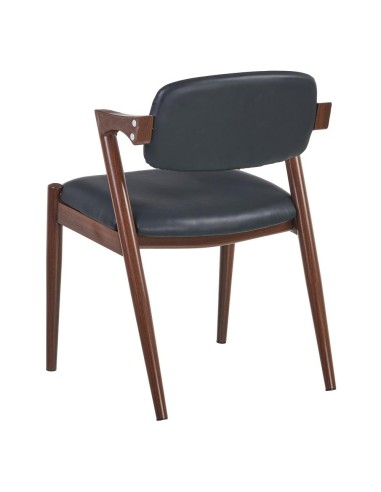 Silla FONDES de metal con acabado nogal y cuero...