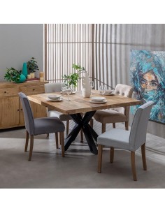 Mesa ARGO 130 x 130 cm, madera de mango natural patas de... 2