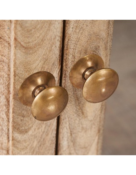 Mueble TV SASHI 4 puertas de madera de mango 160 x 35,50 cm,blanco rozado.