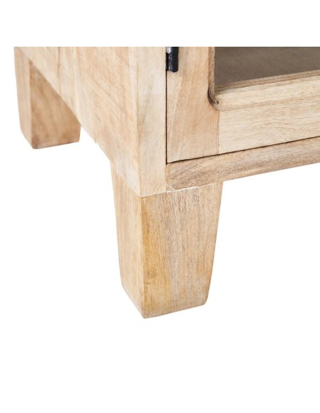 Mueble TV SASHI 4 puertas de madera de mango 160 x 35,50 cm,blanco rozado.