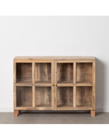 Vitrina SASHI de madera de mango 120 x 35,50 cm, color blanco rozado.