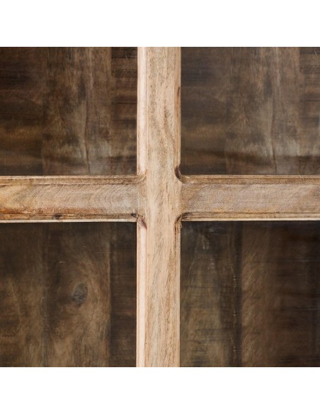 Vitrina SASHI de madera de mango 60 x 35,5 cm, color blanco rozado.