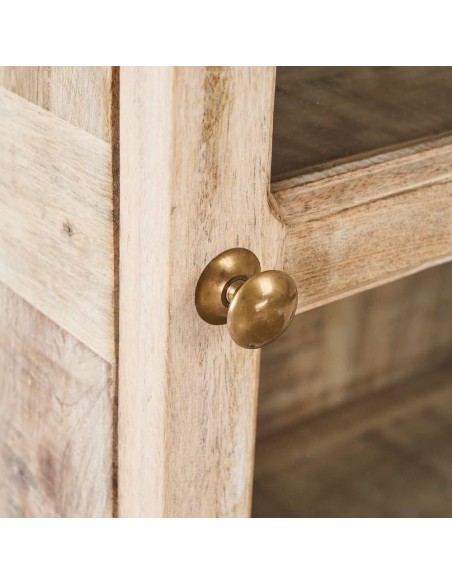 Vitrina SASHI de madera de mango 60 x 35,5 cm, color blanco rozado.