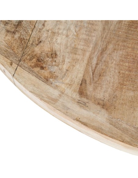 Mesa de jantar redonda NIRAJ 100, madeira maciça em decapé branco.