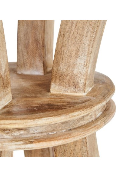 Mesa de jantar redonda NIRAJ 100, madeira maciça em decapé branco.