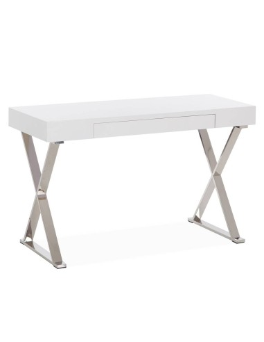Escritorio moderno minimalista  JATO 120, acero, blanco