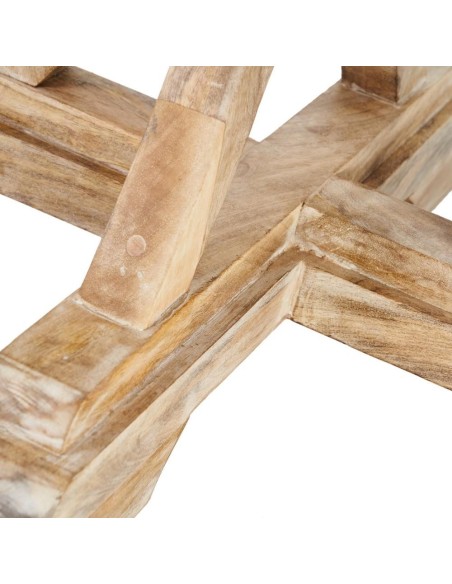 Mesa de comedor redonda NIRAJ 100, madera maciza en blanco decapé.