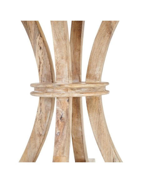 Mesa de comedor redonda NIRAJ 100, madera maciza en blanco decapé.