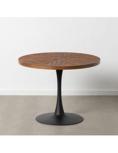 Mesa redonda TULY 100, base em metal preto, tampo em DM.
