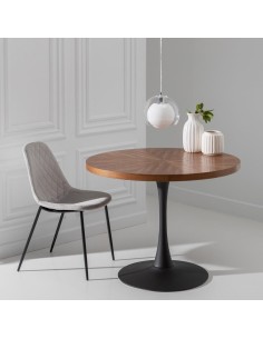 Mesa redonda TULY 100, base metal negro, tapa DM. 2