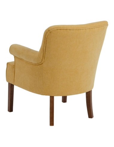 Butaca CANDELA en tejido mostaza patas de madera.