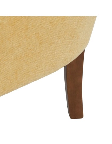 Butaca CANDELA en tejido mostaza patas de madera.