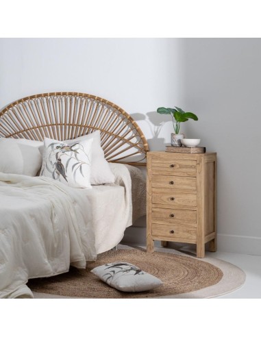 Mesita de noche LENON 5 cajones de madera.