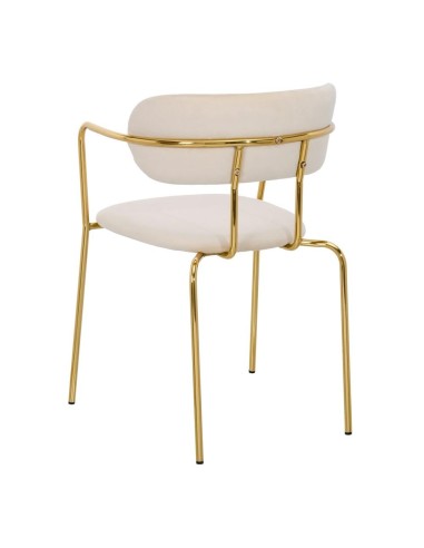 Silla apilable MAUREEM terciopelo beige y patas...