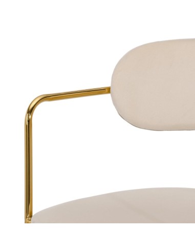 Silla apilable MAUREEM terciopelo beige y patas...