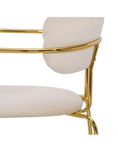 Silla apilable MAUREEM terciopelo beige y patas...