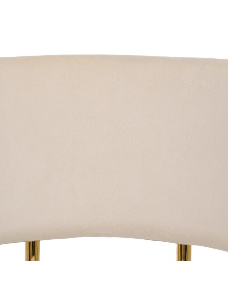 Silla apilable MAUREEM terciopelo beige y patas metal doradas.