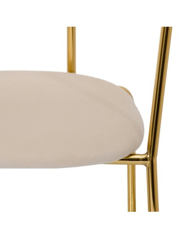 Silla apilable MAUREEM terciopelo beige y patas...