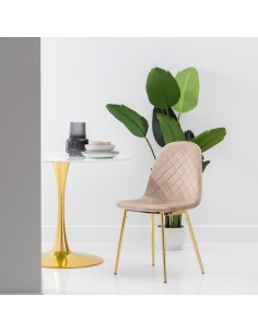 Silla ANOHA de terciopelo taupe y metal con acabado dorado. 2