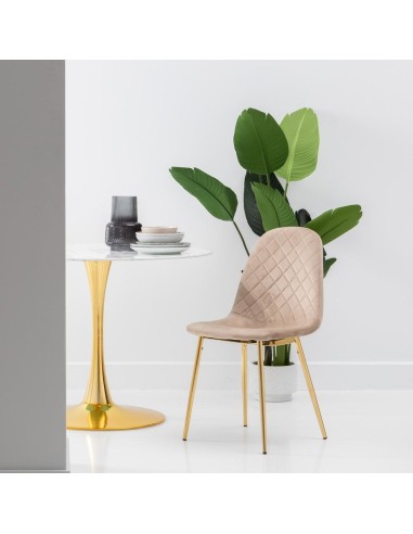 Silla ANOHA de terciopelo taupe y metal con...