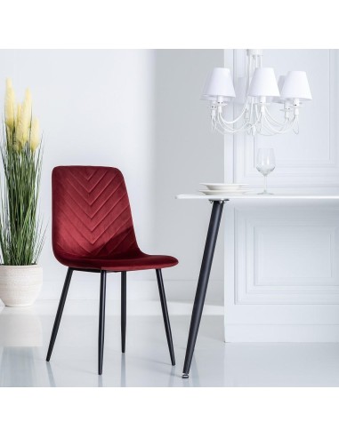Silla MADA de comedor en tejido vino y patas de...