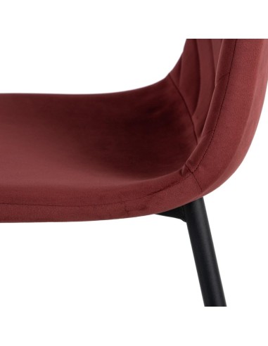 Silla MADA de comedor en tejido vino y patas de...