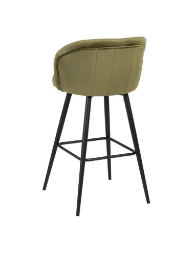 Taburete CISELIA de terciopelo verde y acero...