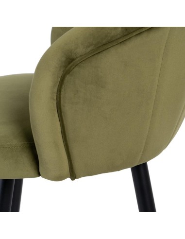 Taburete CISELIA de terciopelo verde y acero...