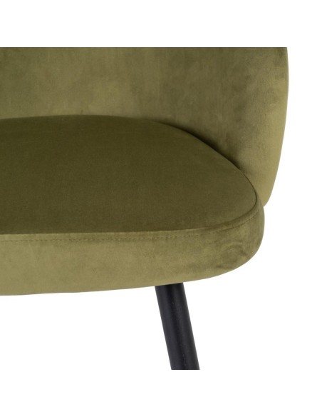 Taburete CISELIA de terciopelo verde y acero negro 75,5 cm.
