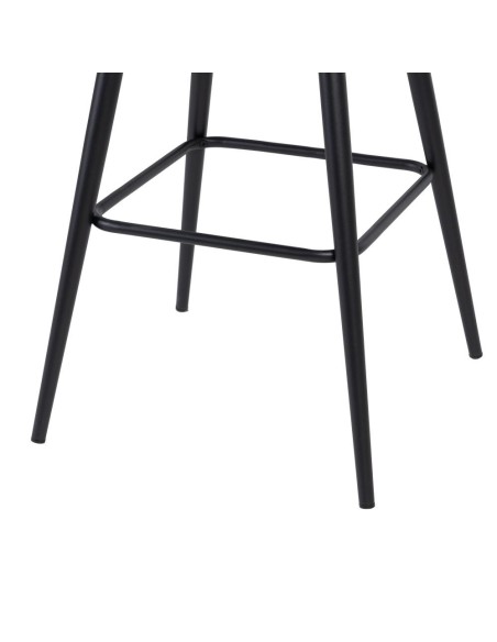 Taburete CISELIA de terciopelo verde y acero negro 75,5 cm.