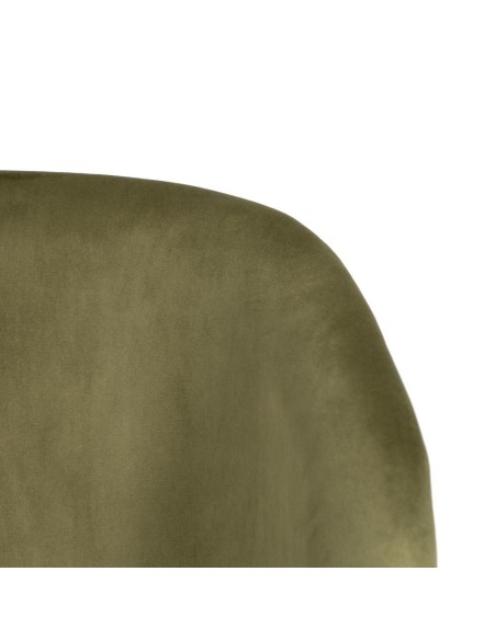 Silla de comedor CISELIA de terciopelo verde y patas de metal en negro.