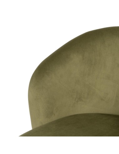 Silla de comedor CISELIA de terciopelo verde y...