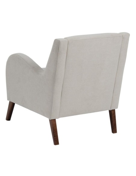 Poltrona Belina em bege acinzentado e pernas em faia.