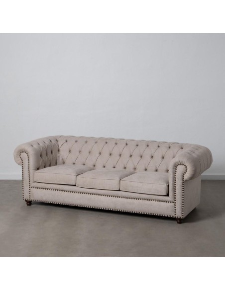 Sofá CHESTER GLAMOUR, 3 plazas, tapizado velvet beige grisáceo.