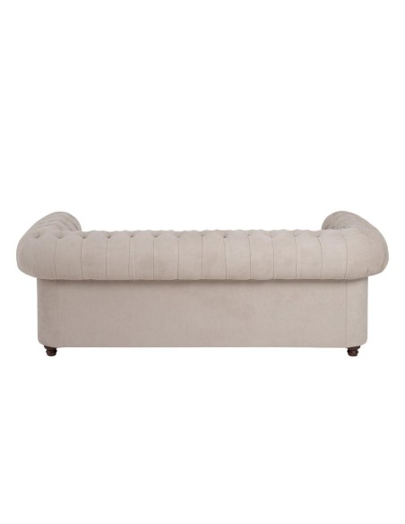 Sofá CHESTER GLAMOUR, 3 lugares, estofamento em veludo bege acinzentado.