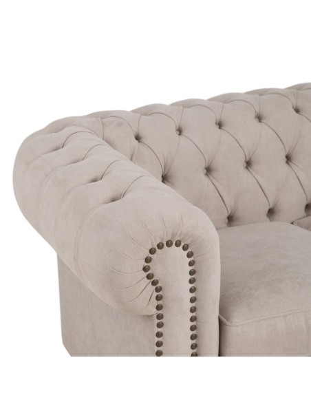 Sofá CHESTER GLAMOUR, 3 plazas, tapizado velvet beige grisáceo.
