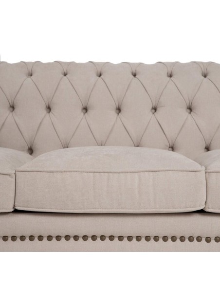 Sofá CHESTER GLAMOUR, 3 lugares, estofamento em veludo bege acinzentado.