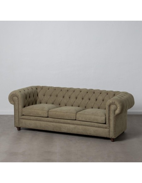 Sofá CHESTER GLAMOUR, 3 plazas, tapizado velvet verde oliva.