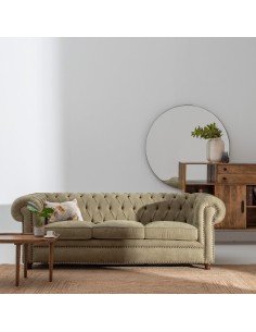Sofá CHESTER GLAMOUR, 3 plazas, tapizado velvet verde oliva. 2