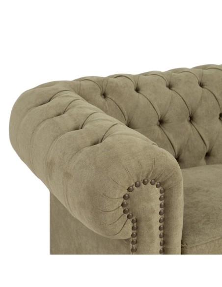 Sofá CHESTER GLAMOUR, 3 lugares, estofamento em veludo verde oliva.