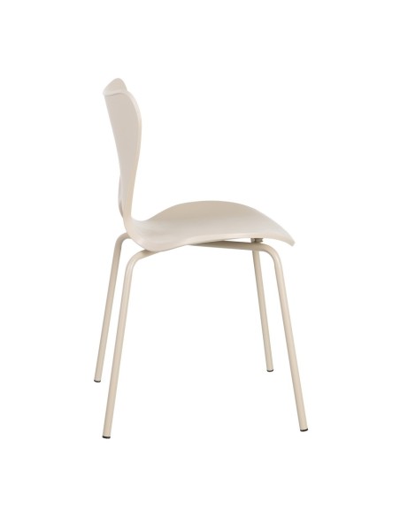 Cadeira de design JACOBSE em polipropileno bege e metal.