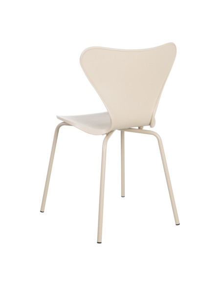 Cadeira de design JACOBSE em polipropileno bege e metal.