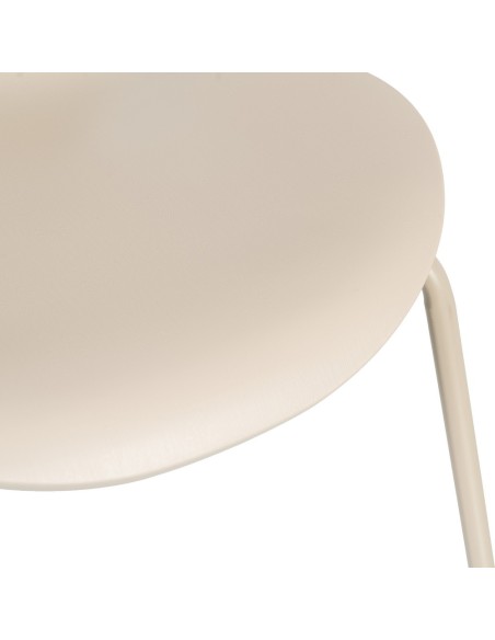 Cadeira de design JACOBSE em polipropileno bege e metal.