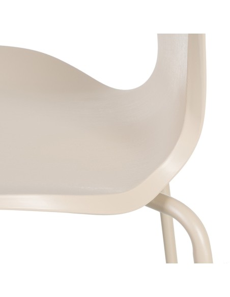 Cadeira de design JACOBSE em polipropileno bege e metal.