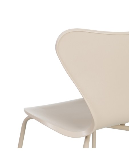 Cadeira de design JACOBSE em polipropileno bege e metal.
