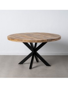 Mesa redonda ARGO de madera de mango y patas de metal...