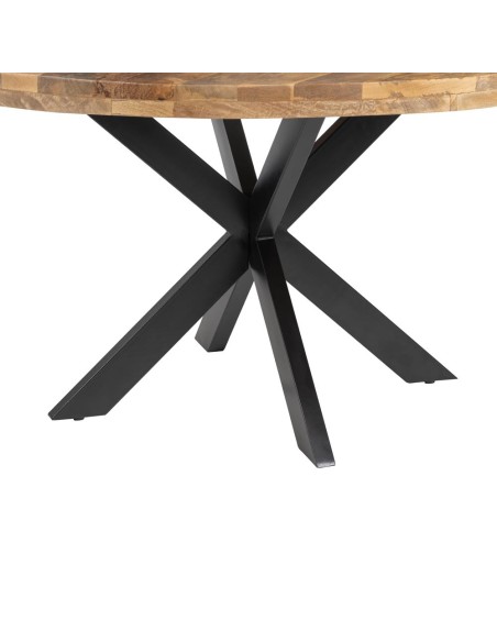Mesa redonda ARGO em madeira de mangueira e pés em metal preto Ø 140 cm.