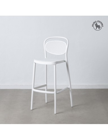 Taburete de exterior apilable MORELLA en polipropileno blanco altura 75 cm.