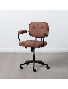 Silla de escritorio Tissiana de piel sintética marrón.