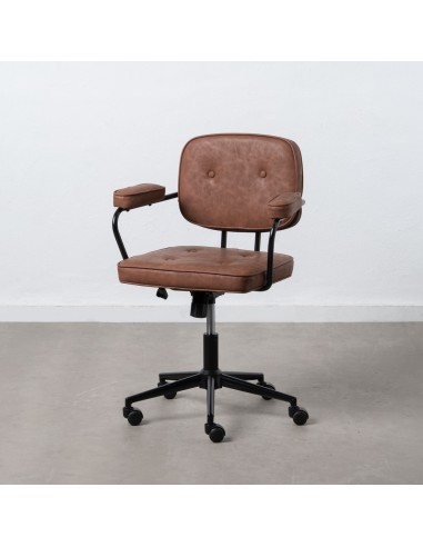 Silla de escritorio Tissiana de piel sintética marrón.